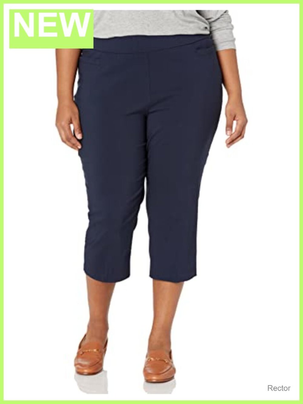 Plus Size Pull On Stretch Capri Pants High Waist Straight Leg 21 Inseam